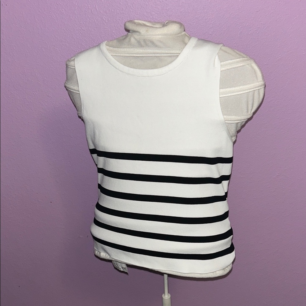Elegant Black and White Striped Tank Top